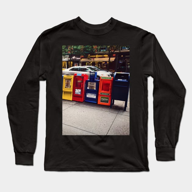 Newspapers Street Upper West Side Manhattan NYC Long Sleeve T-Shirt by eleonoraingrid